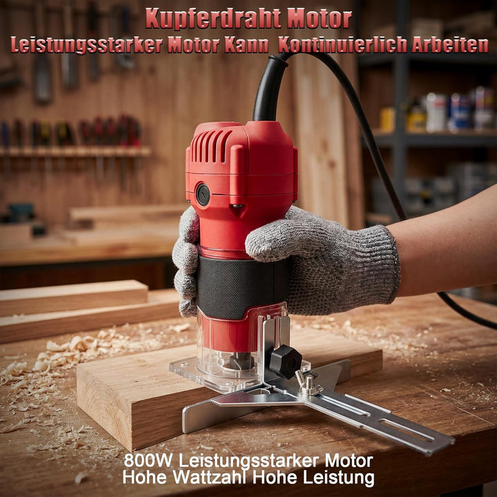 YEARTOP Kantenfräse Holz 800W, Oberfräse Set mit 6tlg. Fräsern in Holzbox, 31000 U/min Einhandfräse