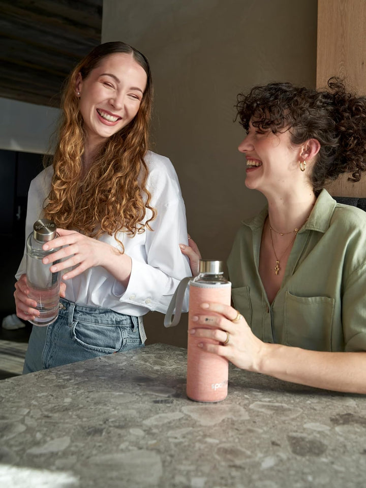 spottle Trinkflasche aus Glas 1l - Glasflasche 500ml - 750ml - 1 liter mit Neoprenhülle/Schutzhülle