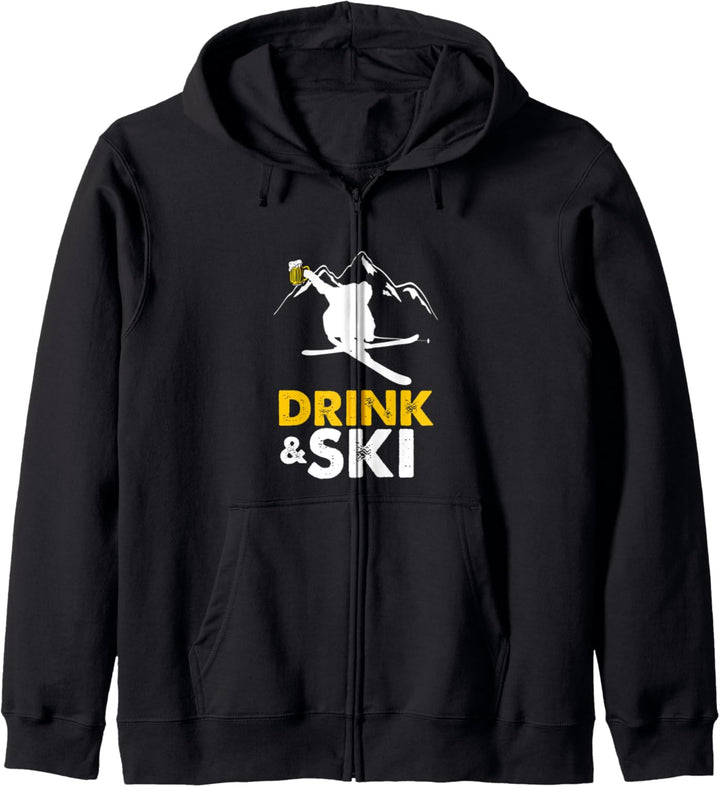 Drink & Ski Bier Skifahrer Geschenk Kapuzenjacke