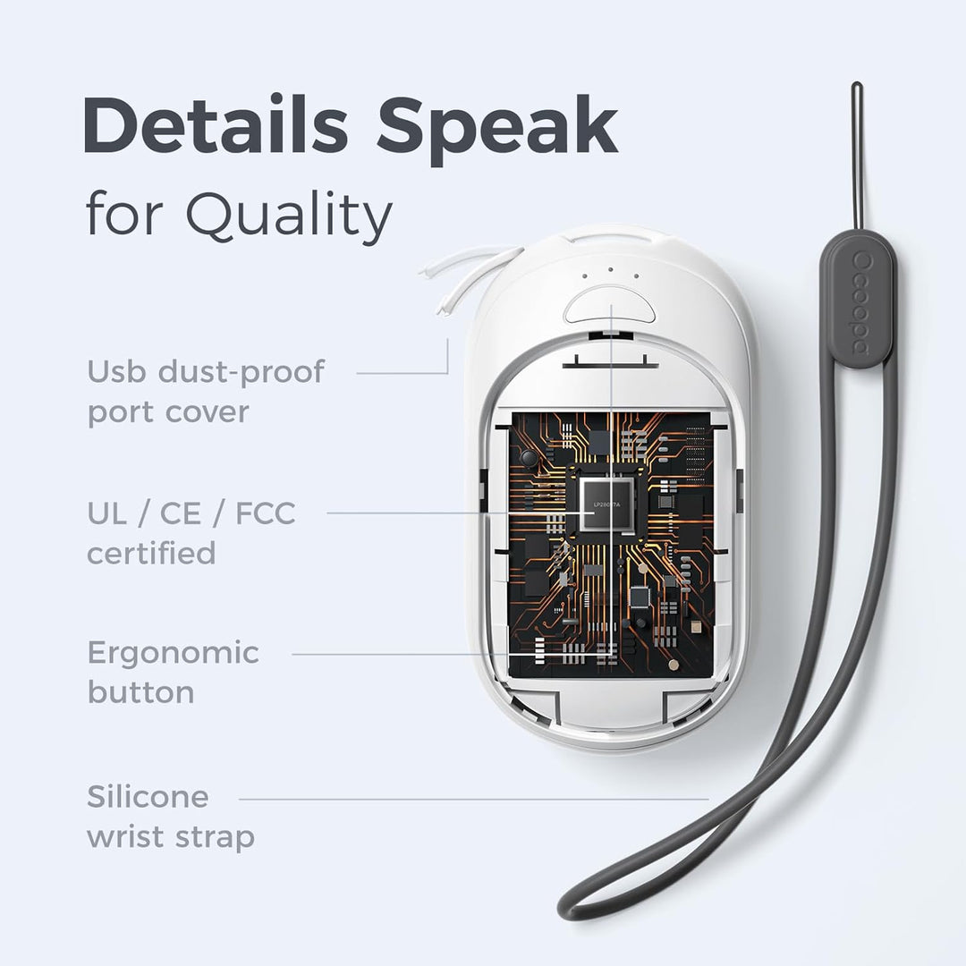 OCOOPA Magnetische Wiederaufladbare Handwärmer 2er-Pack, Ultraleicht und dünn, Elektrischer Taschenw