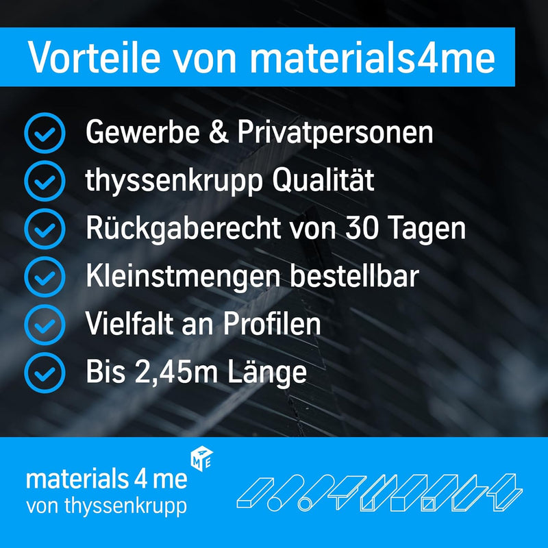 thyssenkrupp Edelstahlwinkel 40 x 20 x 3 mm in 1500 mm Länge | Winkelprofil Edelstahl V2A Winkelstah