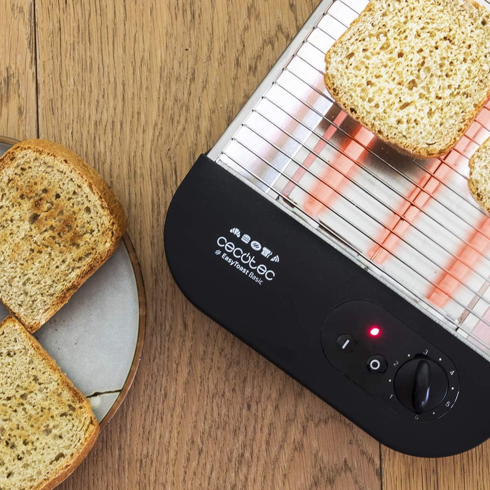 Cecotec Flachtoaster Turbo EasyToast Basic. 3 Quarzheizkörper, 6 Leistungsstufen, Krümelschublade, K
