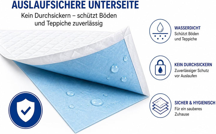 Girox Hunde Trainingsunterlagen 60x60 cm 100 Stück – Hygienische Einweg-Unterlagen für Welpen und Hu