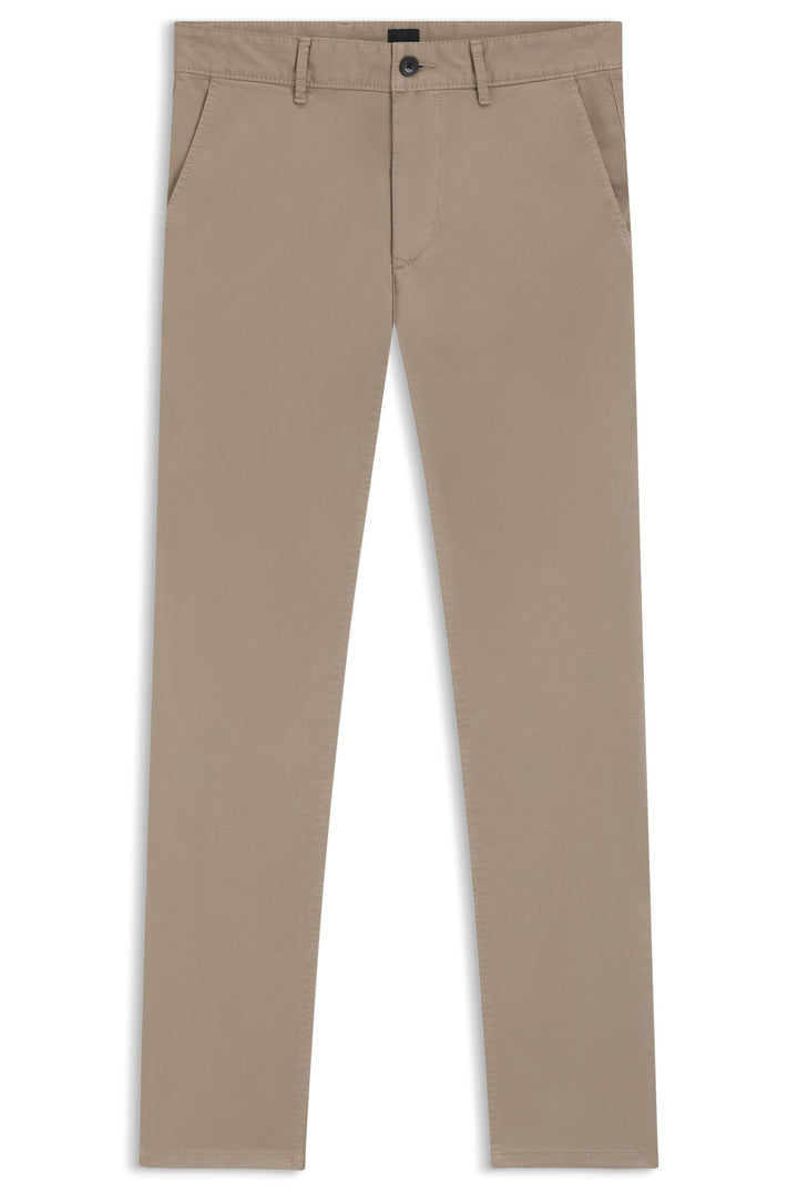 BOSS Herren Chino Slim Slim-Fit Hose aus elastischem Baumwoll-Satin 32W / 32L Open Green, 32W / 32L