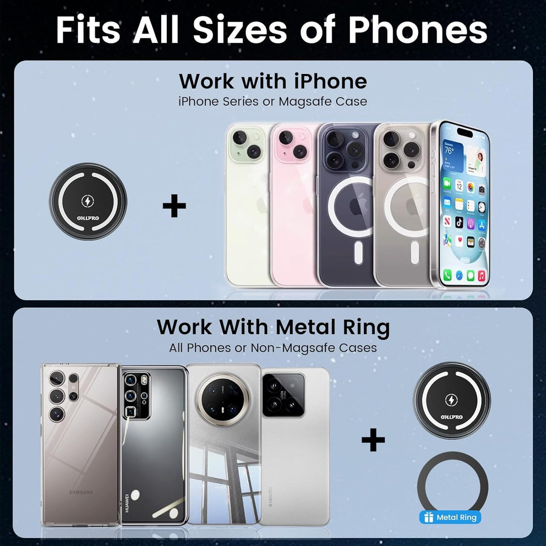 Kompatibel 15W Qi Ladegerät Magsafe Autohalterung 【Alulegierung】, Kabelloses Magnet Auto Lüftung Han