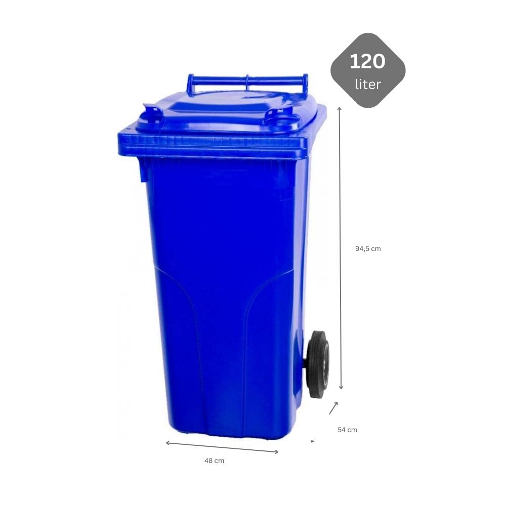 PROREGAL SuperSparSet 2x 2-Rad-Mülltonne MGB | HDPE-Kunststoff | 120 Liter | Blau & Grün | Mülltonne