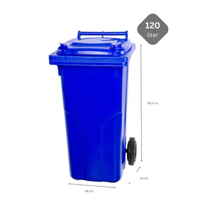 PROREGAL SuperSparSet 2x 2-Rad-Mülltonne MGB | HDPE-Kunststoff | 120 Liter | Blau & Grün | Mülltonne