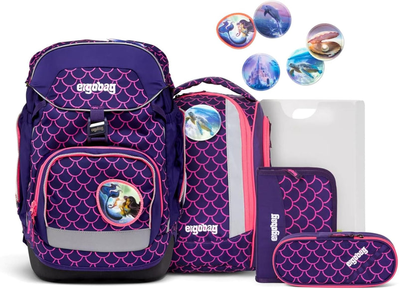 ergobag pack Set ergonomischer Schulrucksack Flexibel 6-teilig 1. Klasse Grundschule Perlentauchbär