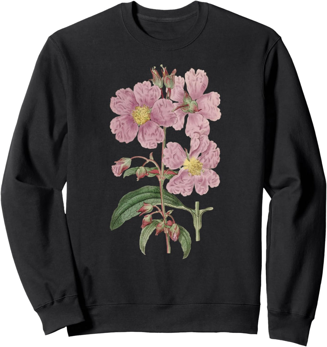 Pink Flower Wildflower vintage Botanical Illustration Sweatshirt
