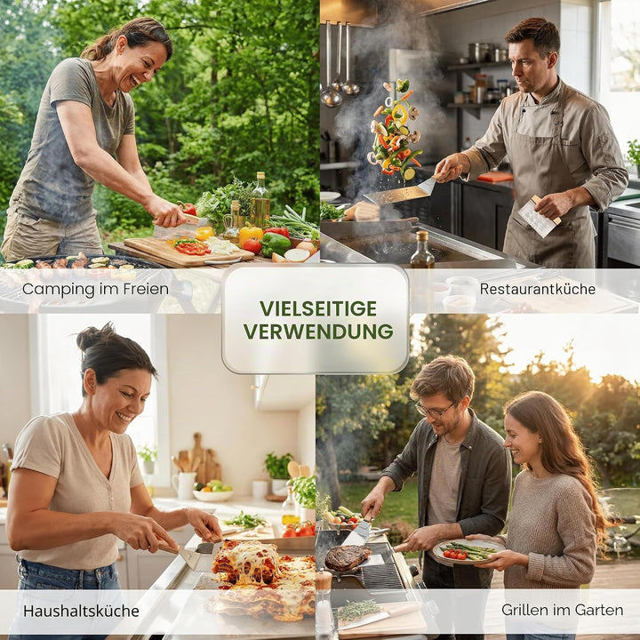 Exklusives Grillwender Set aus hochwertigem Edelstahl - BBQ Grillset in erstklassiger Qualität für H