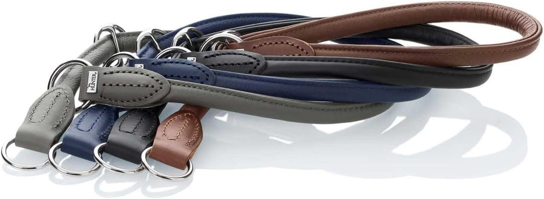 HUNTER ROUND & SOFT Dressurhalsung, Hundehalsband, Leder, Nappaleder, rund, weich, 60 (L-XL), schwar