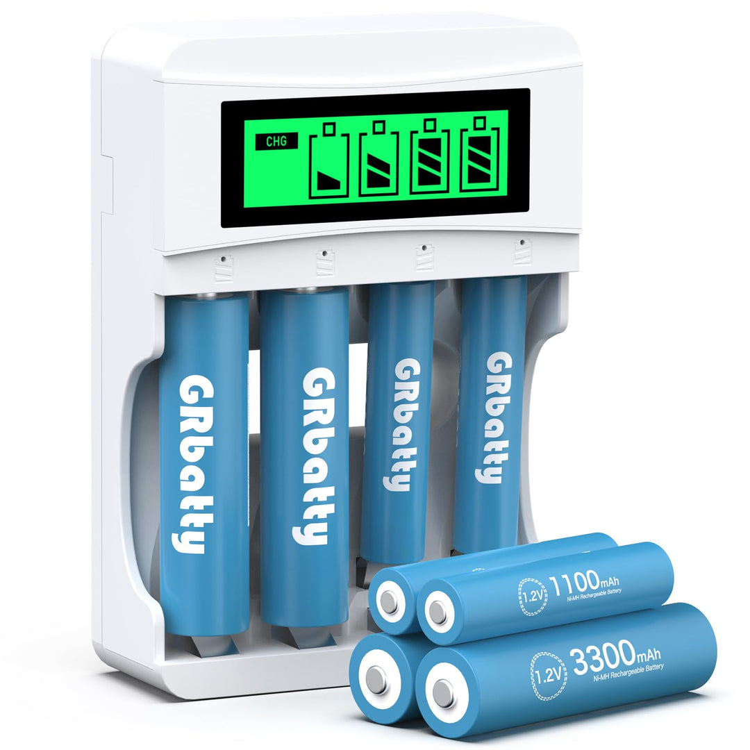 1.2V NiMh Wiederaufladbare AA Akku 3300mAh (4 Stück) AAA Akkus 1100mAh (4 Stück) Mit Ladegerät für N