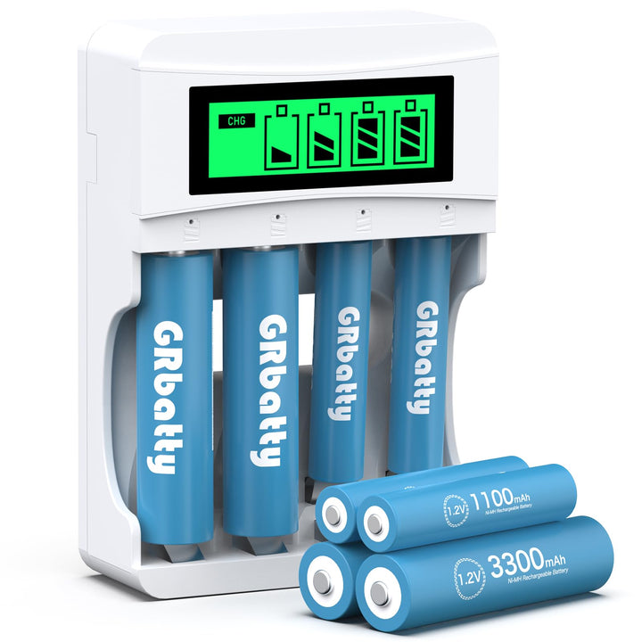 1.2V NiMh Wiederaufladbare AA Akku 3300mAh (4 Stück) AAA Akkus 1100mAh (4 Stück) Mit Ladegerät für N