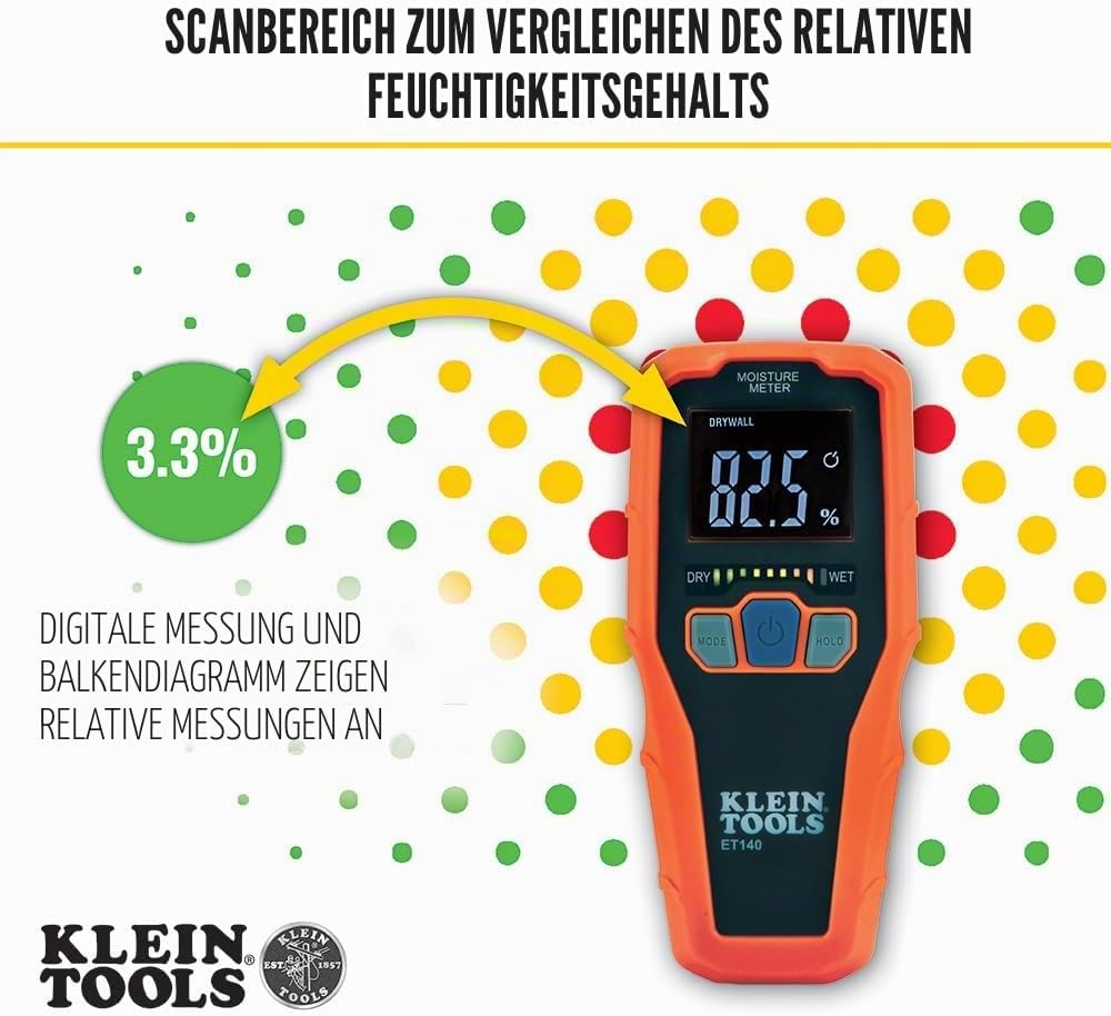 Klein Tools ET140 Materialfeuchtemessgeraet Messbereich Baufeuchtigkeit (Bereich) 0 bis 100% vol Mes