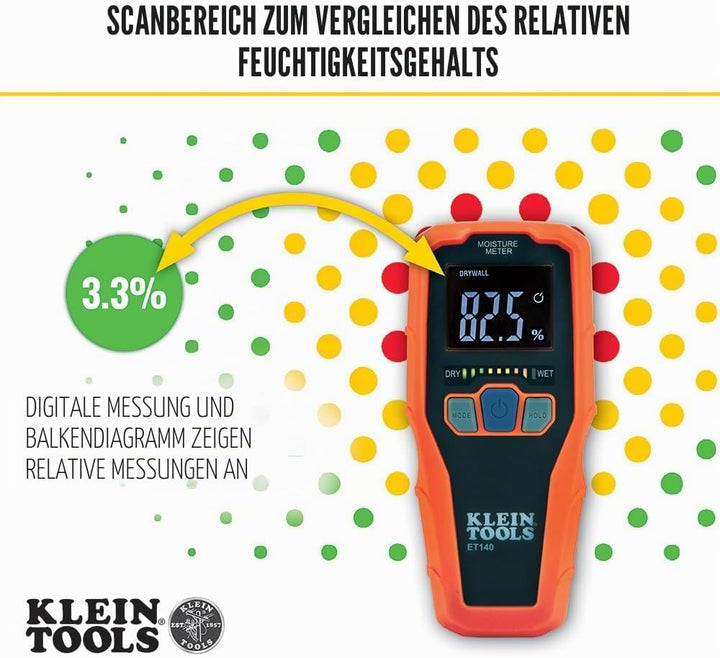Klein Tools ET140 Materialfeuchtemessgeraet Messbereich Baufeuchtigkeit (Bereich) 0 bis 100% vol Mes