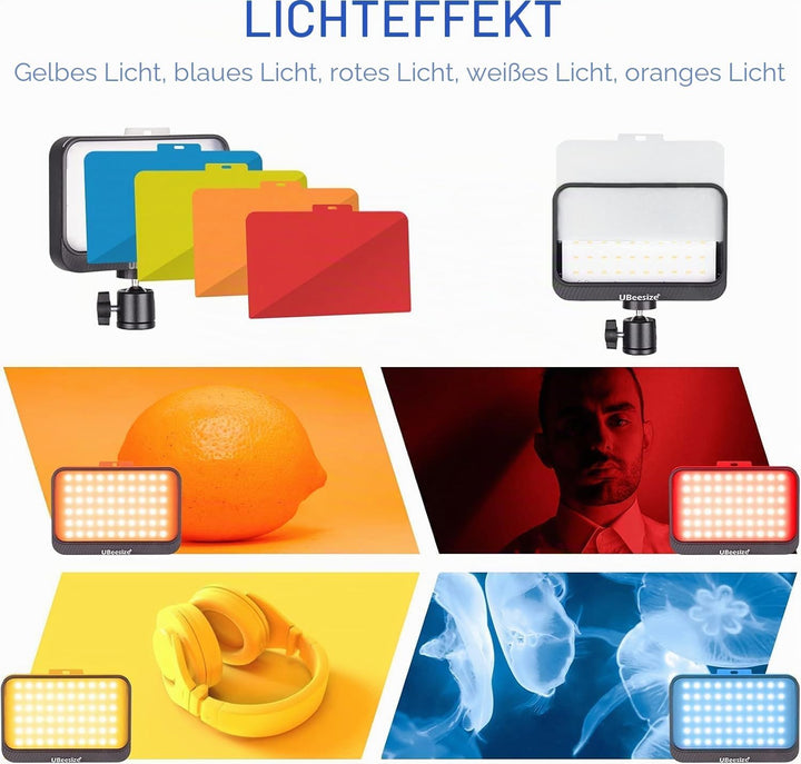 UBeesize 2Pack LED Videolicht Dimmbares Kamera Licht mit Einstellbar Stativ Ständer und Farbfilter f