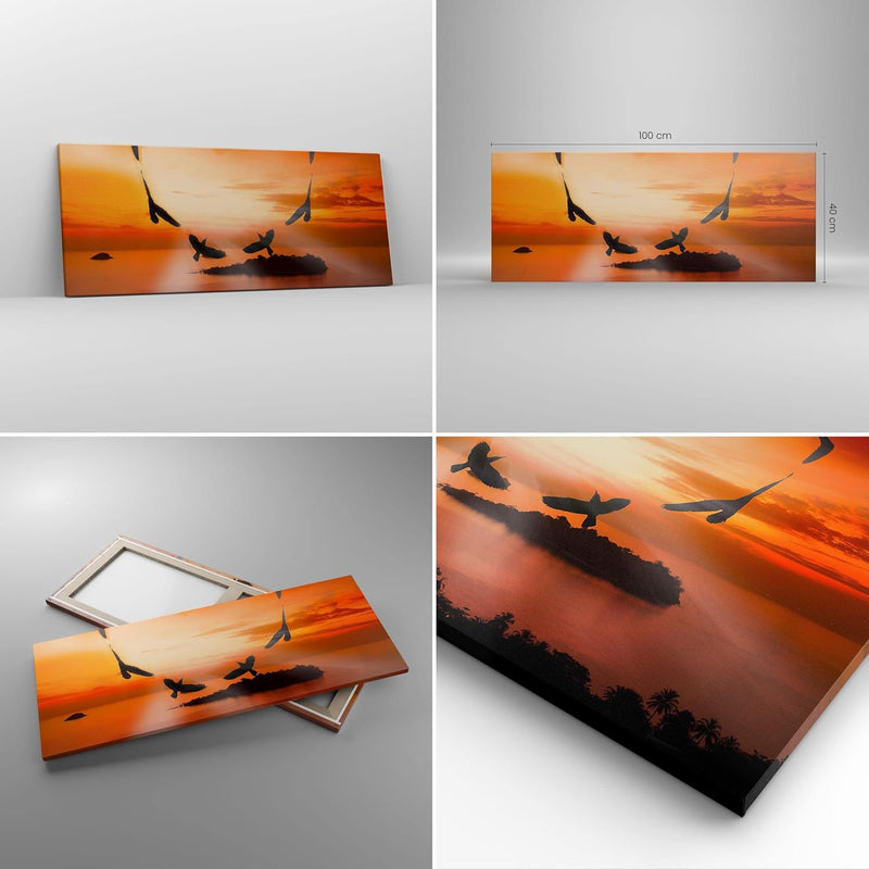 Panorama Bilder auf Leinwand 100x40cm Leinwandbild Natur Landschaft Insel Meer Gross Wanddeko Bild S