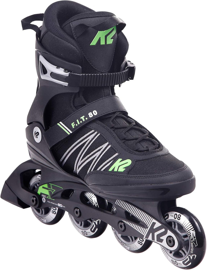 K2 Herren F.i.t. 80 Inline Skates EU: 44 (UK: 9.5 / US: 10.5) black - green, EU: 44 (UK: 9.5 / US: 1