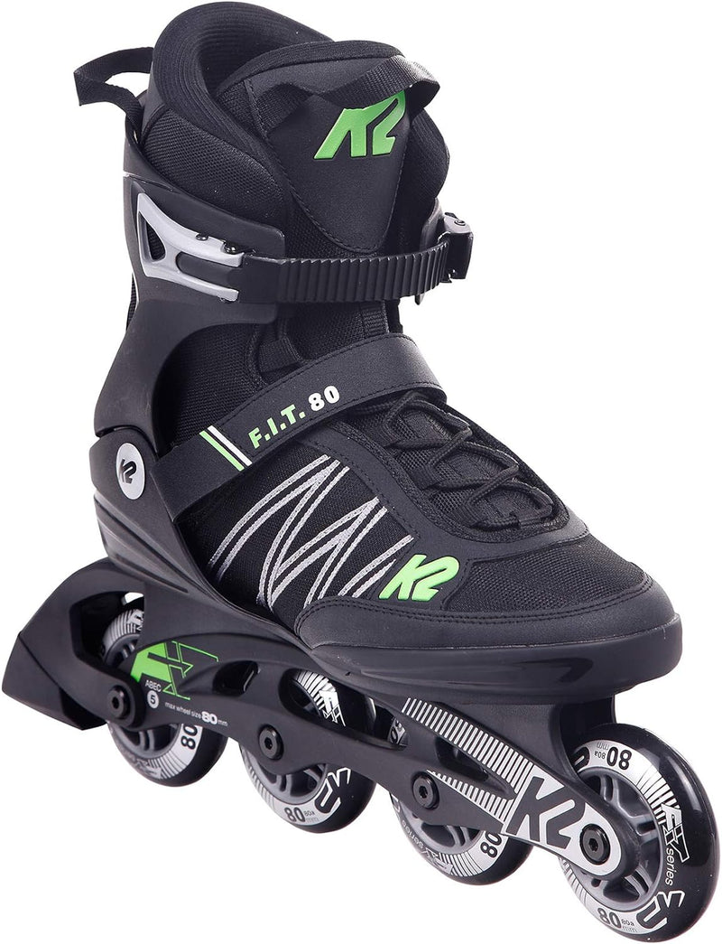 K2 Herren F.i.t. 80 Inline Skates EU: 40.5 (UK: 7 / US: 8) black - green, EU: 40.5 (UK: 7 / US: 8) b