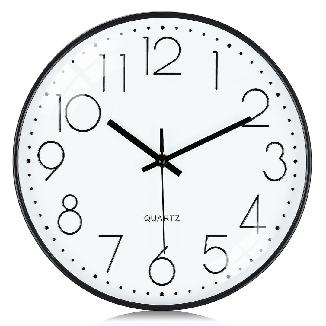 Lafocuse 3D Ziffern Lautlos Wanduhr Schwarz, 30cm Modern Leicht Ablesbar Küchenuhr, Ohne Tickgeräusc