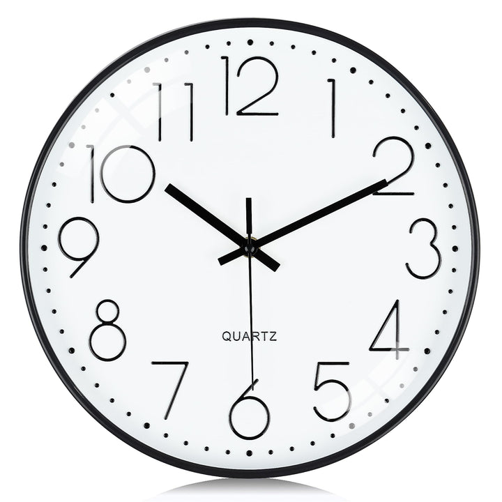 Lafocuse 3D Ziffern Lautlos Wanduhr Schwarz, 30cm Modern Leicht Ablesbar Küchenuhr, Ohne Tickgeräusc