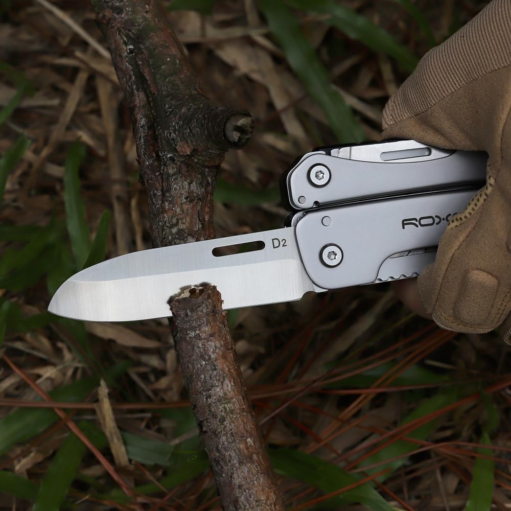 ROXON S803E Elite - Update D2 Messer Multitool Zange mit 20 Funktionen Survival EDC Tool mit Flint R