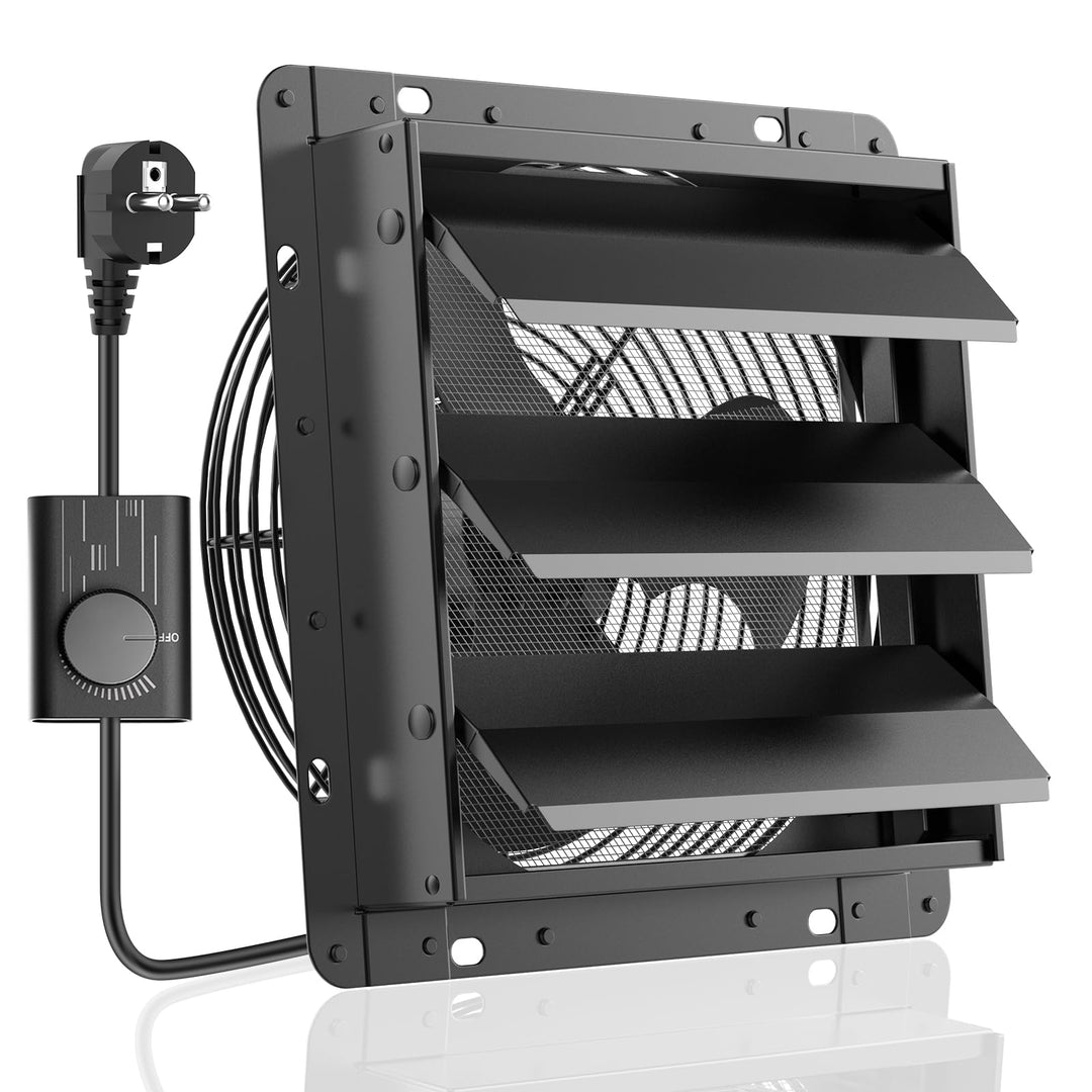 HG Power 250mm Abluftventilator mit Drehzahlregler Industrie Wandventilator 1100m³/h Wandlüfter rege