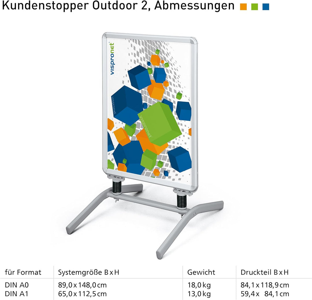 Plakatständer DIN A1 | ✓ Kundenstopper | ✓ Werbetafel | ✓ Gehwegaufsteller Outdoor 2 (mit Alu-Klemmr