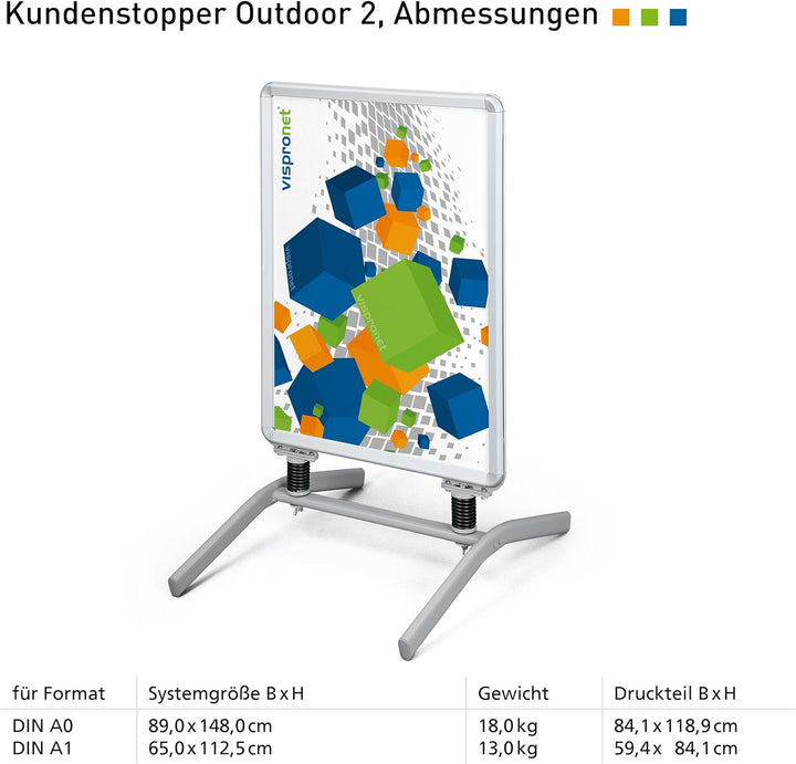 Plakatständer DIN A1 | ✓ Kundenstopper | ✓ Werbetafel | ✓ Gehwegaufsteller Outdoor 2 (mit Alu-Klemmr