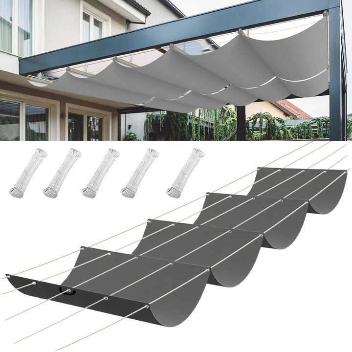 Ausziehbares Wellen-Sonnensegel, 2x4M, HDPE Sonnenschutz Pergola Ersatz Schattenabdeckung, verstellb