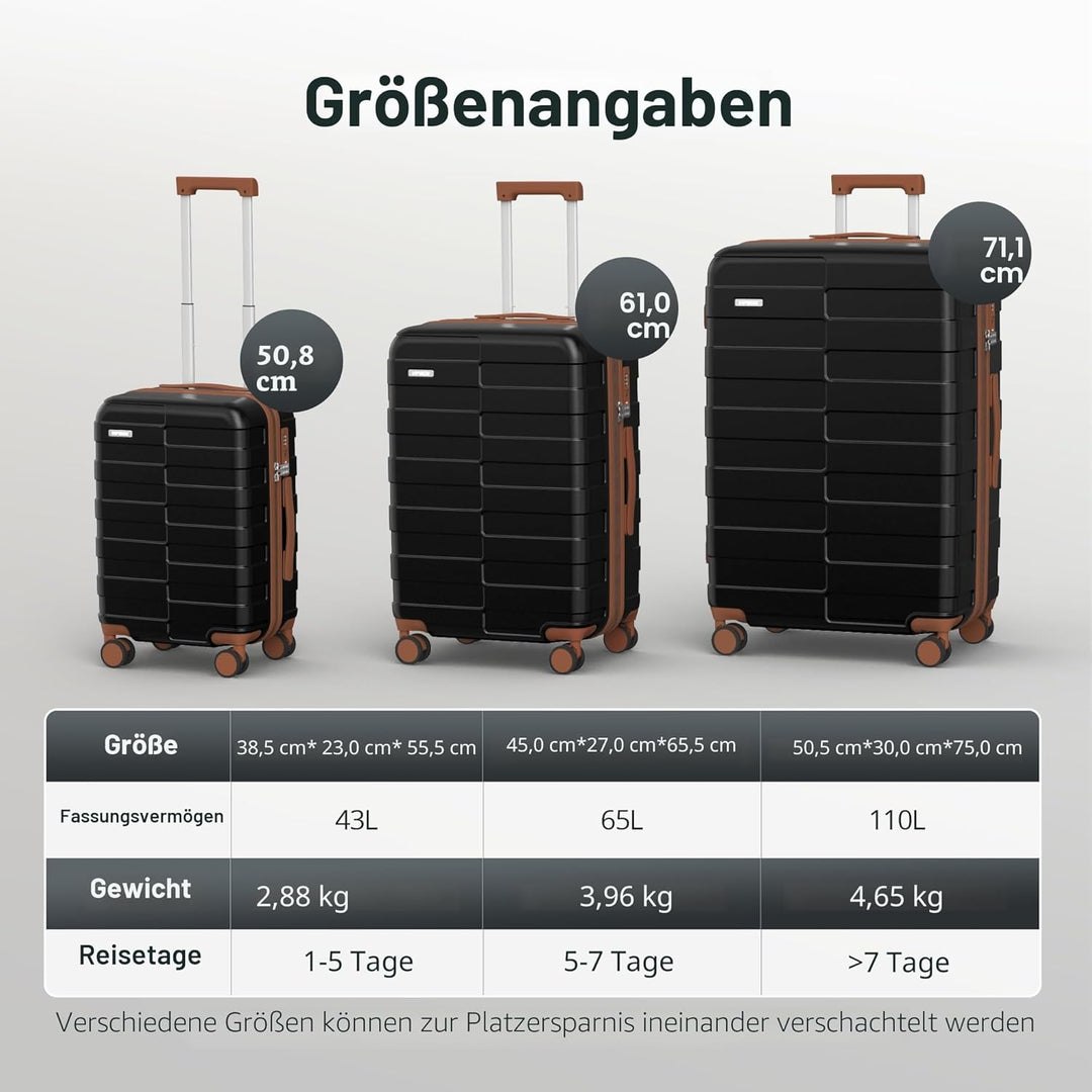 Kofferset Hartschale (3 Jahre VIP-Service) Leicht 100% PC Ultra-Langlebige Erweiterbar Trolley Handg
