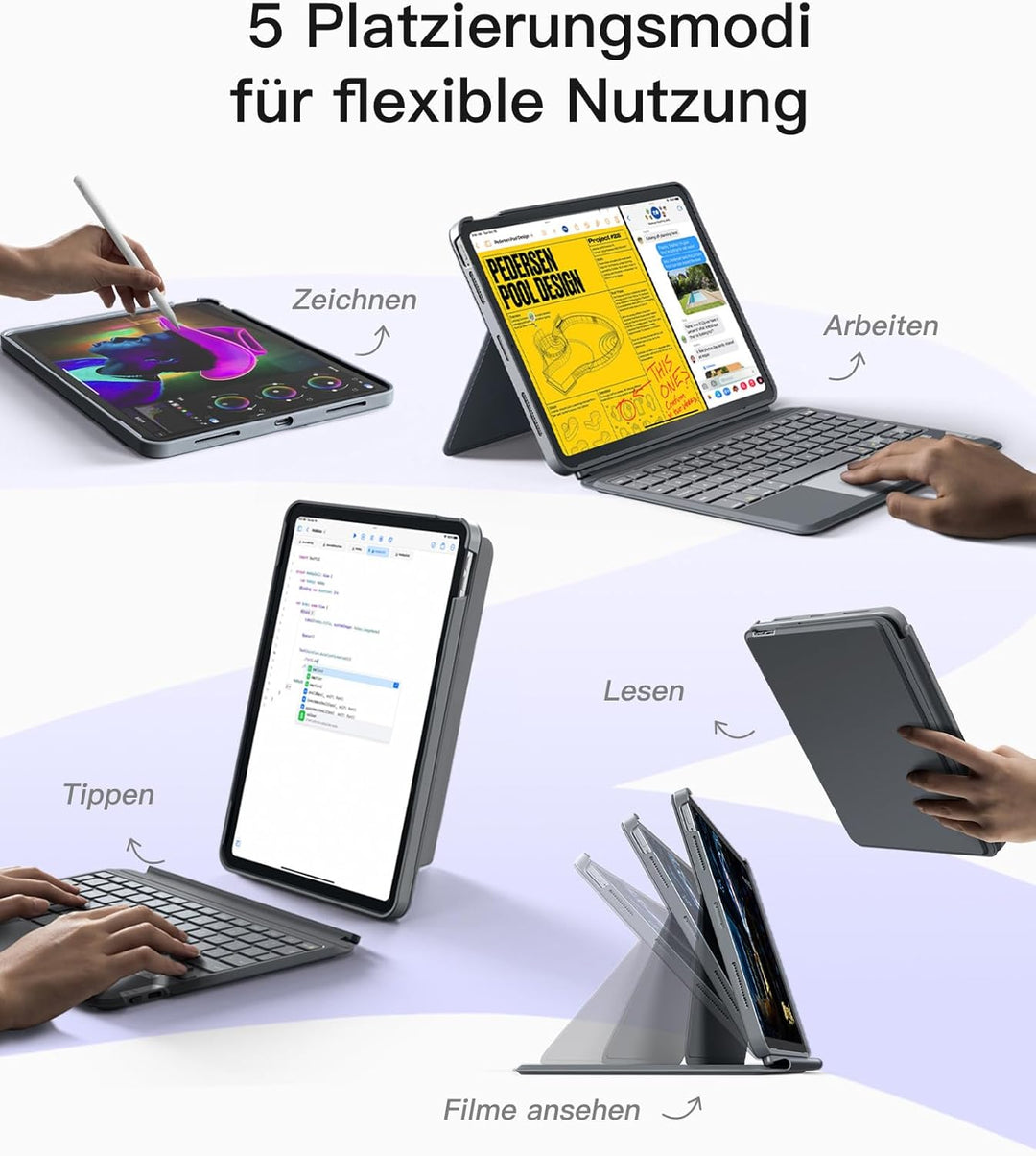 Inateck Hülle mit Tastatur für iPad 10 Generation,Tastatur mit Touchpad für iPad 10th Gen 10,9 Zoll