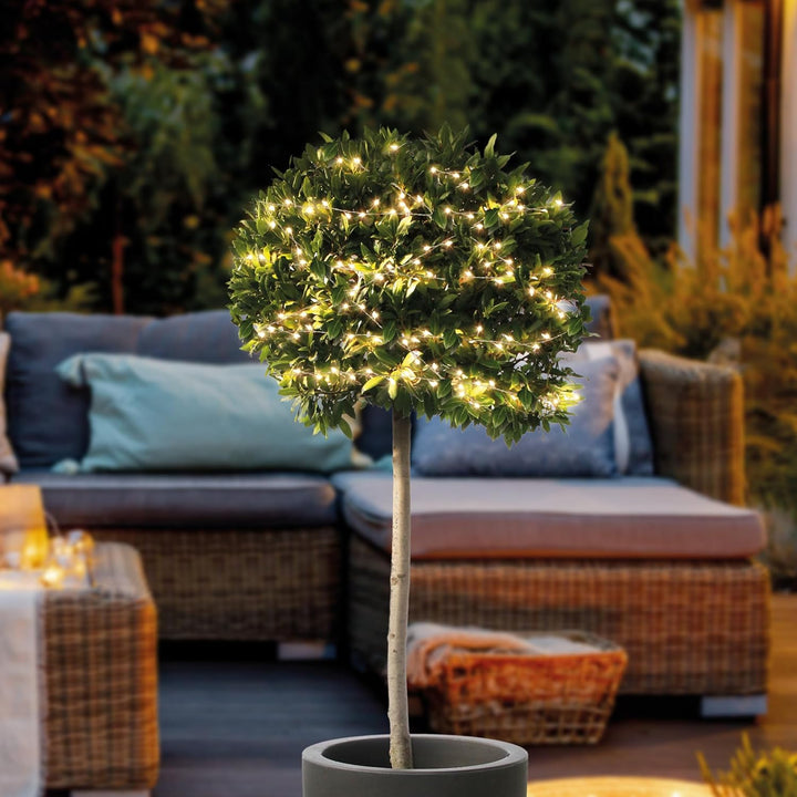 esotec Solar Cluster Lichterkette, 2,7m, 200 Micro LEDs warmweiss, Zuleitung 3m, LiFePo4 Akku, Solar