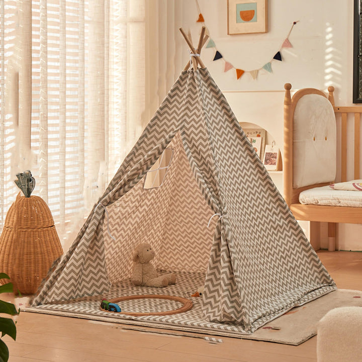 Tipi Zelt für Kinder, 1.35 m Kindertipi Spielzelt, Zelt Kinderzimmer Deko, Indoor Spielzimmer für Mä