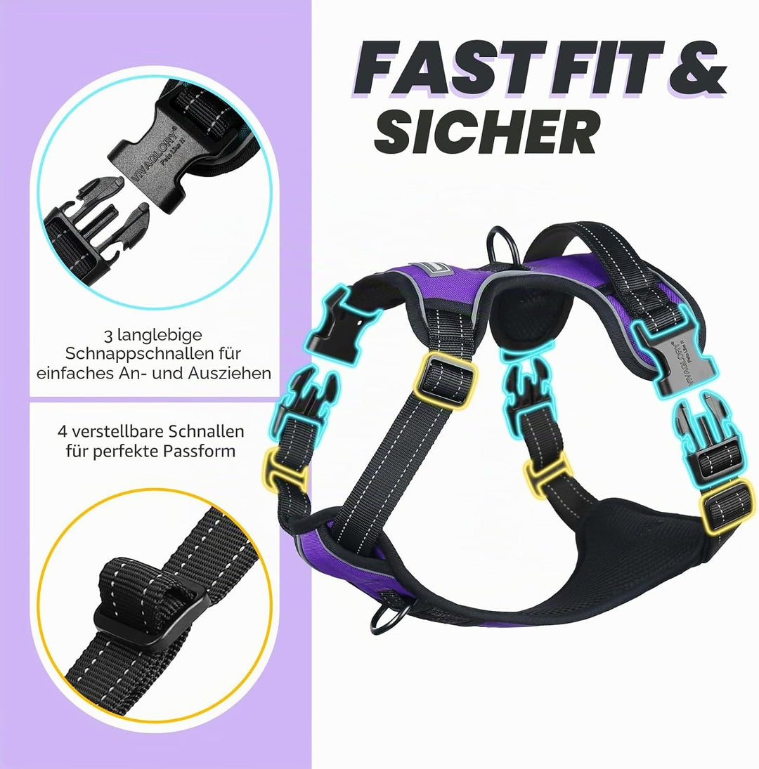 VIVAGLORY Easewalk Hundegeschirr, Anti Zug Hundegeschirr für Training &amp; Spazieren, Anti Zieh Geschir