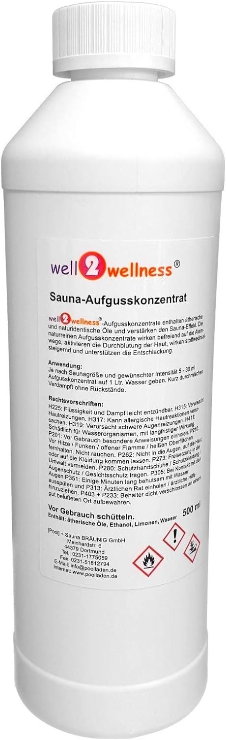 Saunaaufguss Set 6 x 500 ml von well2wellness® + gratis 25g Mentholkristalle - freie Wahl aus über 1