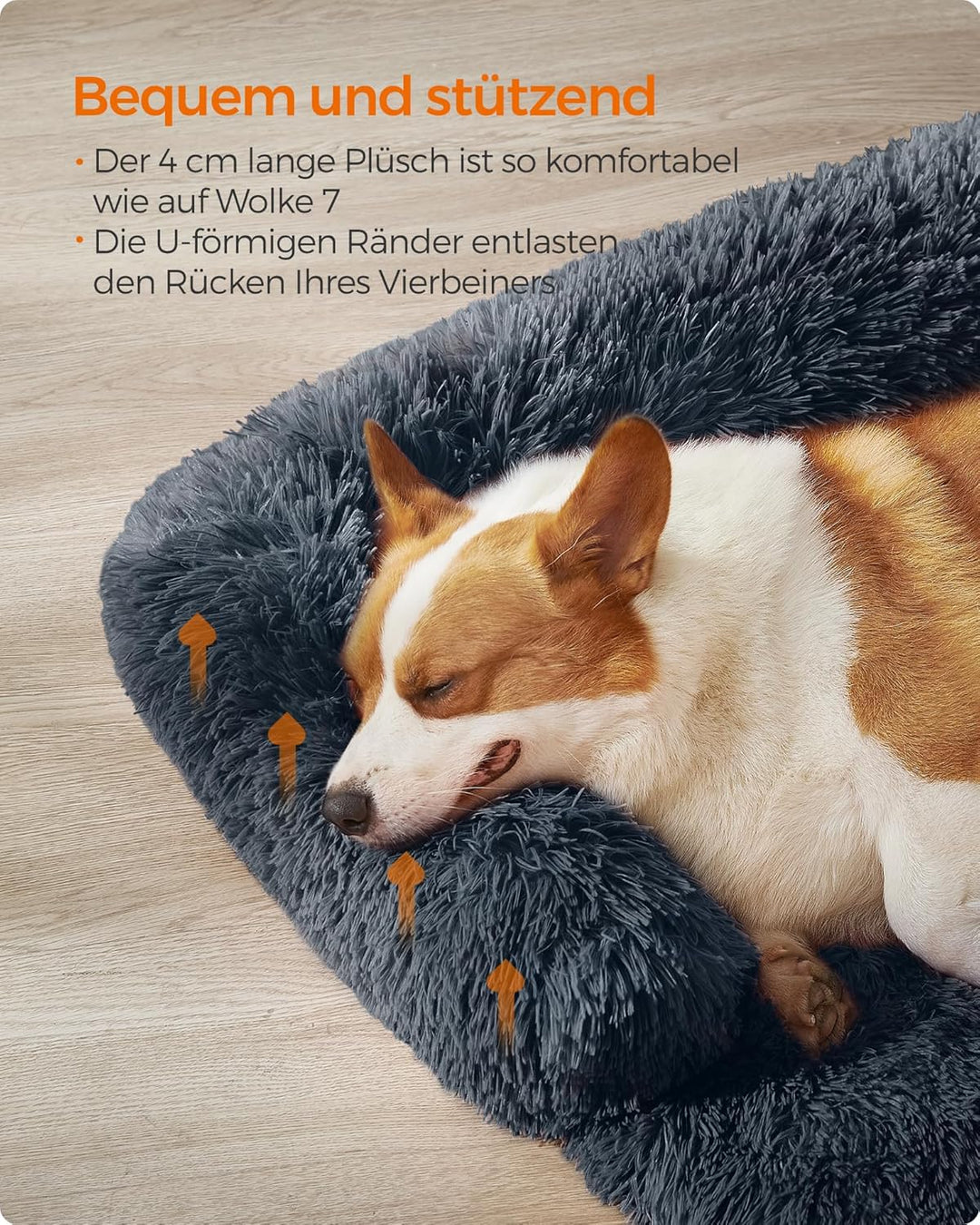 Feandrea FluffyHug Hundebett Plüsch, Hundedecke Sofa, Sofaschutz Hund, Hundekissen, Grösse L, für mi
