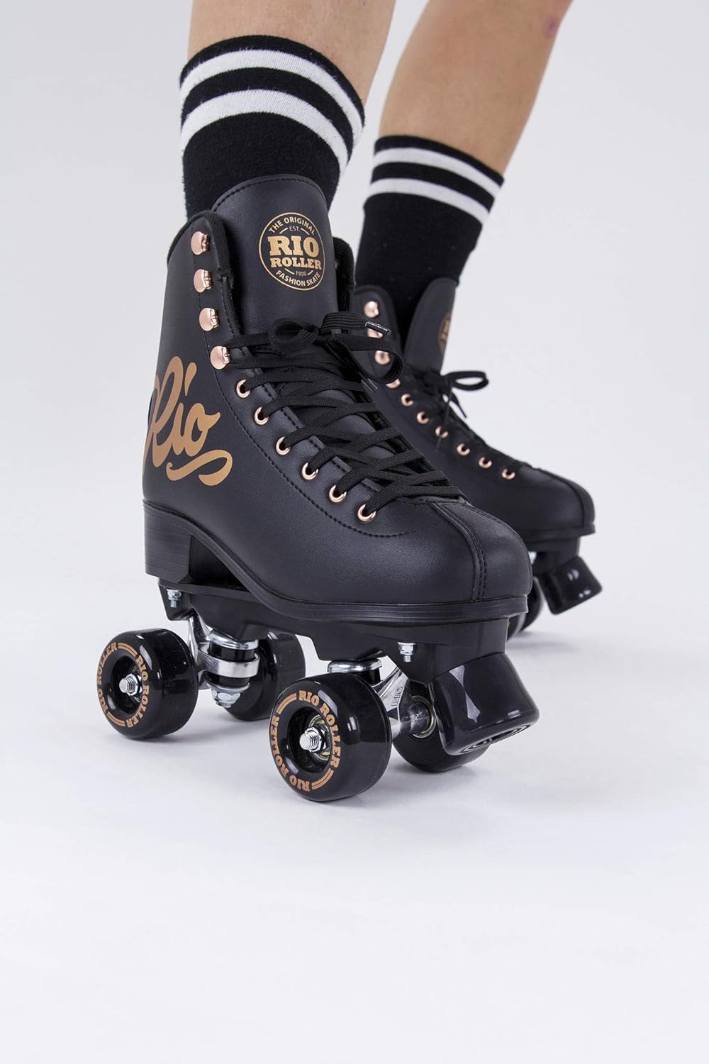 Rio Roller Unisex-Erwachsene Rosa Quad Skates Rollschuhe 42 Schwarz, 42 Schwarz