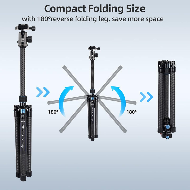 SIRUI Carbon Kamera Reisestativ Fotostativ Kamerastativ mit E-10 360°Kugelkopf, 151.9 cm Kompakt,Sch