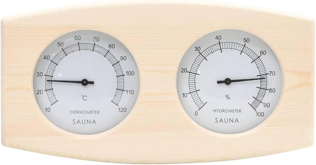 Homgoday 2-in-1 Sauna-Hygrothermograph und Sanduhr Set aus massivem Kiefernholz, hitzebeständiges Gl
