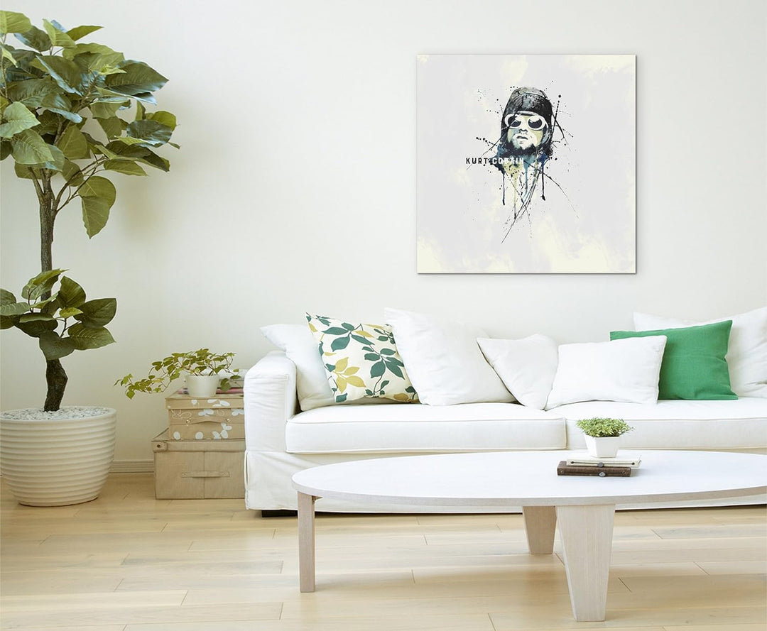 Paul Sinus Art Kurt Cobain II 60x60cm Keilrahmenbild Kunstbild Aquarell Art Wandbild auf Leinwand fe