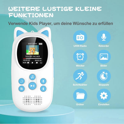 32GB MP3 Player Bluetooth 5.0, Oilsky MP3-Player Kinder mit Kopfhörer, 750mAh Tragbarem Sport Mp3 Mu