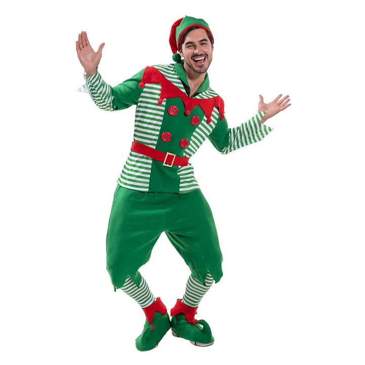 EraSpooky Elfenkostüm für Herren Weihnachten Weihnachtsmann Helfer Kostüm Outfits Rot und Grün, L