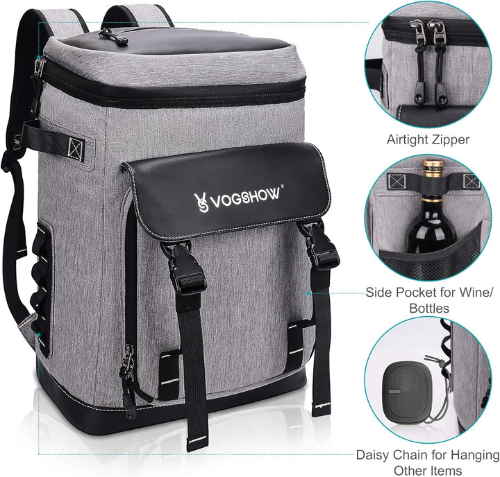 Vogshow 30L Kühlrucksack, Grosser Isolierter Picknickrucksäcke Kühltasche Mehrzweck Rucksack Männer