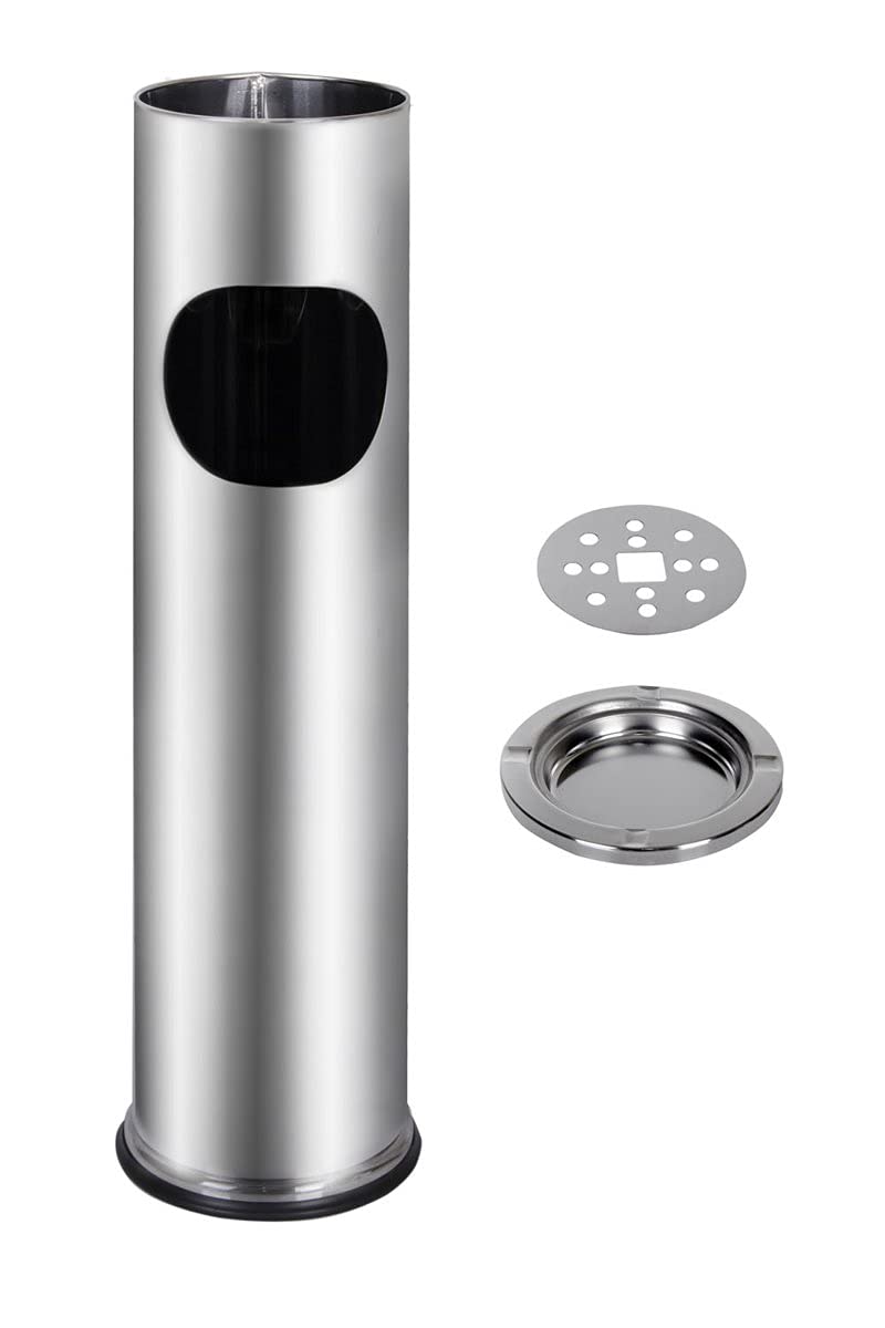 METLEX, Standascher mit Mülleimer (Chromstahl) MX9158 SL Silber, Silber