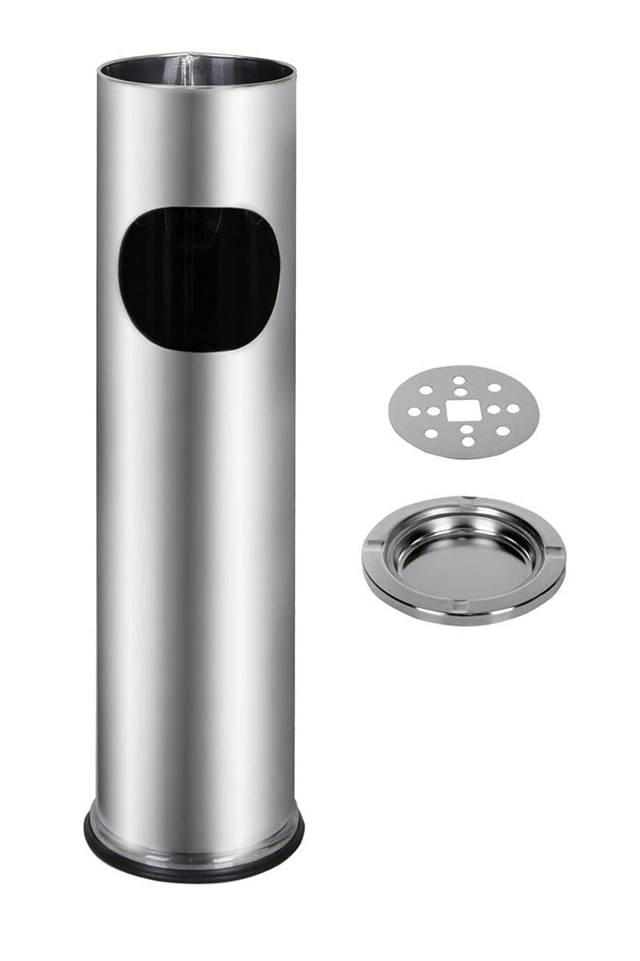 METLEX, Standascher mit Mülleimer (Chromstahl) MX9158 SL Silber, Silber