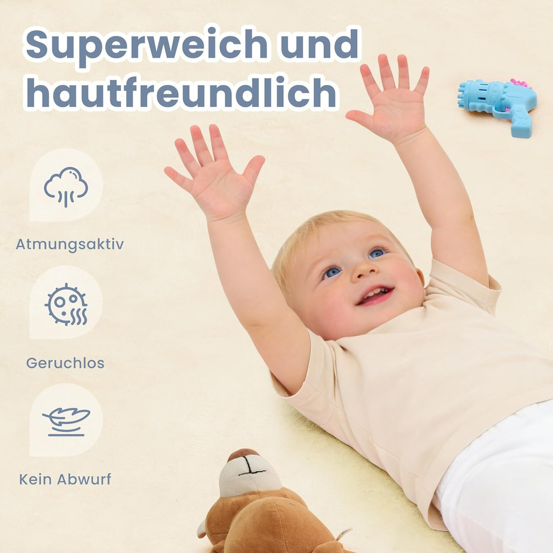 ACOMOPACK Baby Spielmatte aus 3cm dickem Memory-Schaumstoff, 127 x 127 cm, Kinder Laufstallmatte für