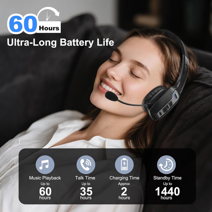 ShinePick PC-Kopfhörer mit Mikrofon – Bluetooth-Ohrhörer, geräuschunterdrückende Mono-Kopfhörer, wie
