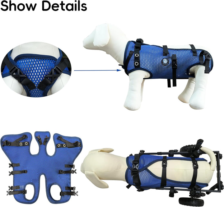 2 Rad faltbar Hund Rollstühle,kleine Haustier Hinterbein Rollstuhl,einstellbare Unterstützung Mesh-G