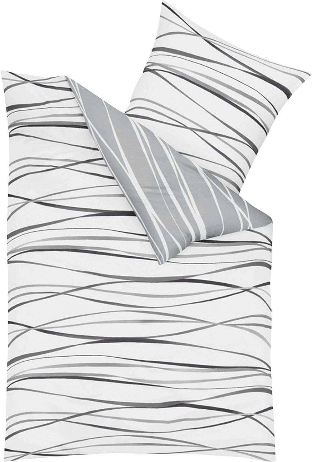 Kaeppel Wendebettwäsche Feinbiber hellgrau Grösse 135x200 cm (80x80 cm) Grau 135 x 200 cm, Grau 135